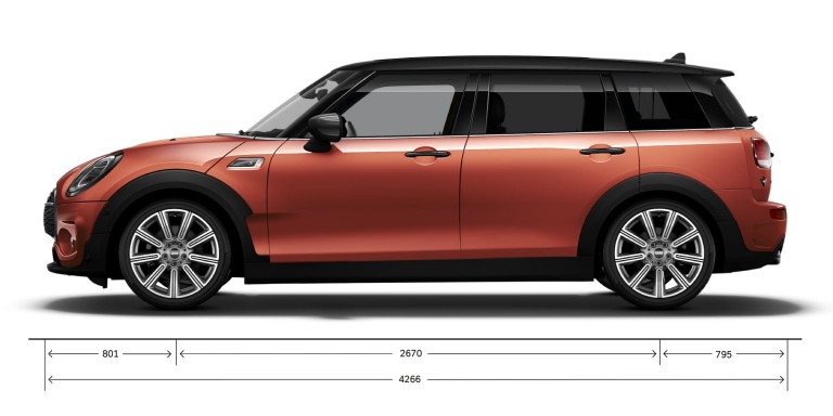 MINI Cooper – pogled s boka – dimenzije