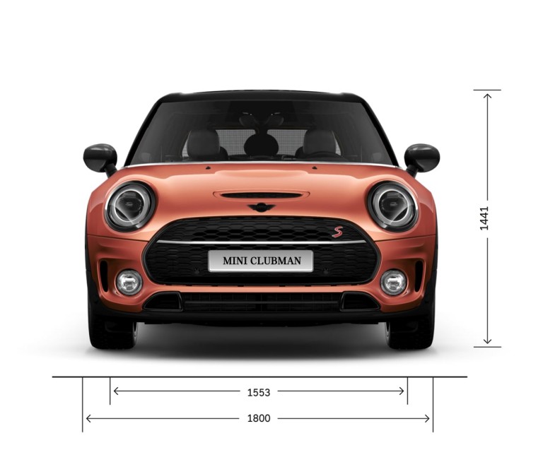 MINI Cooper – pogled sprijeda – dimenzije