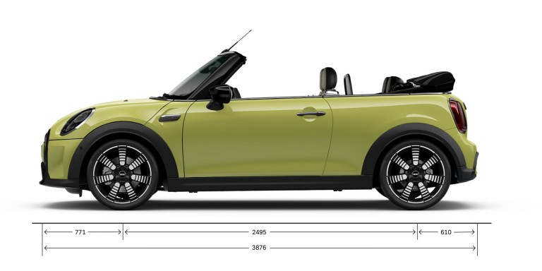 MINI Cabrio – pogled s boka – dimenzije